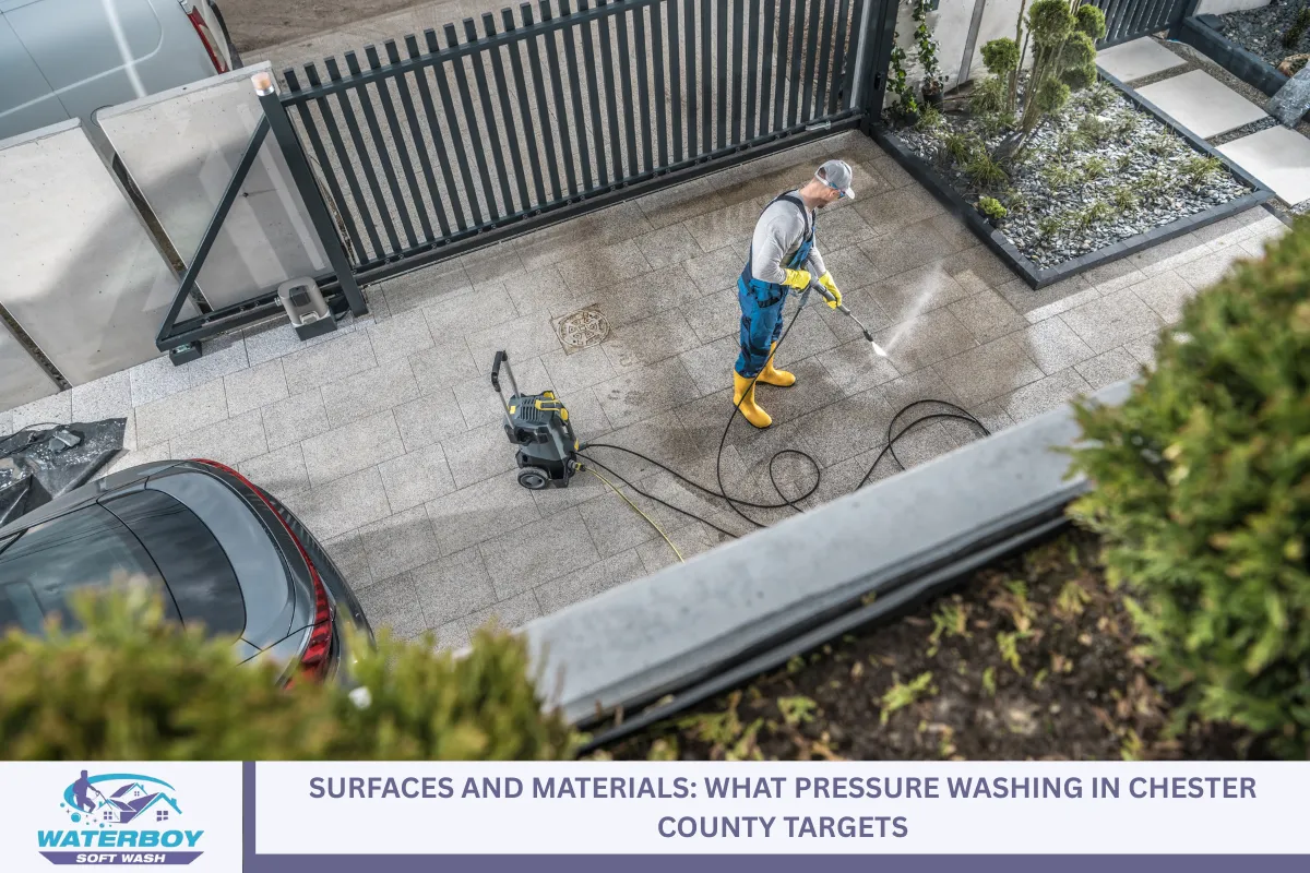 Surfaces and Materials: What Pressure Washing in Chester County Targets